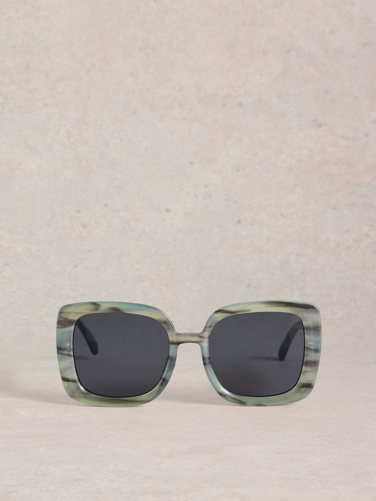 White Stuff Blue Oversized Square Sunglasses - Image 1 of 4