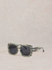 White Stuff Blue Oversized Square Sunglasses - Image 2 of 4