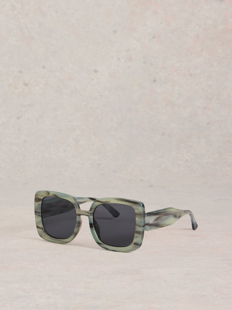 White Stuff Blue Oversized Square Sunglasses - Image 2 of 4