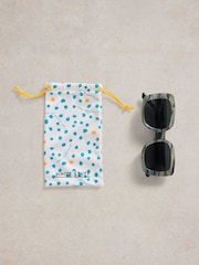 White Stuff Blue Oversized Square Sunglasses - Image 3 of 4
