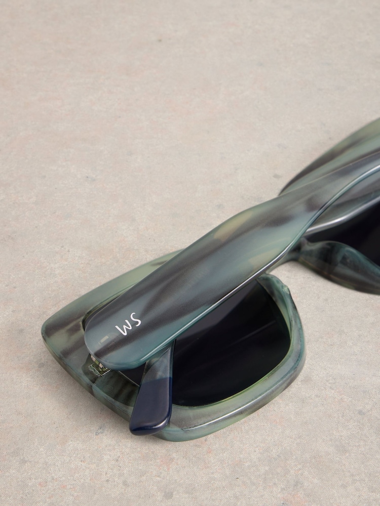 White Stuff Blue Oversized Square Sunglasses - Image 4 of 4