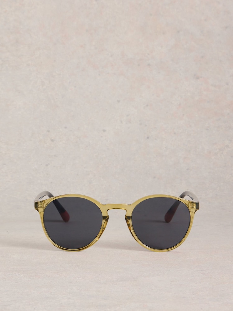 White Stuff Green Preppy Round Sunglasses - Image 1 of 4