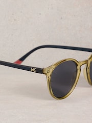 White Stuff Green Preppy Round Sunglasses - Image 3 of 4