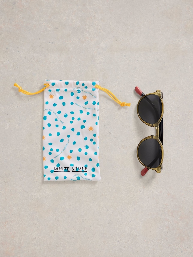 White Stuff Green Preppy Round Sunglasses - Image 4 of 4
