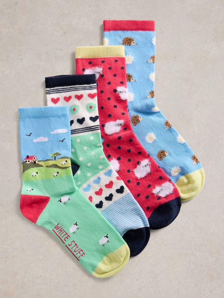 White Stuff Springtime Ankle Socks 4 Pack - Imagen 1 de 4