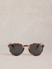 White Stuff Brown Preppy Round Sunglasses - Image 1 of 4