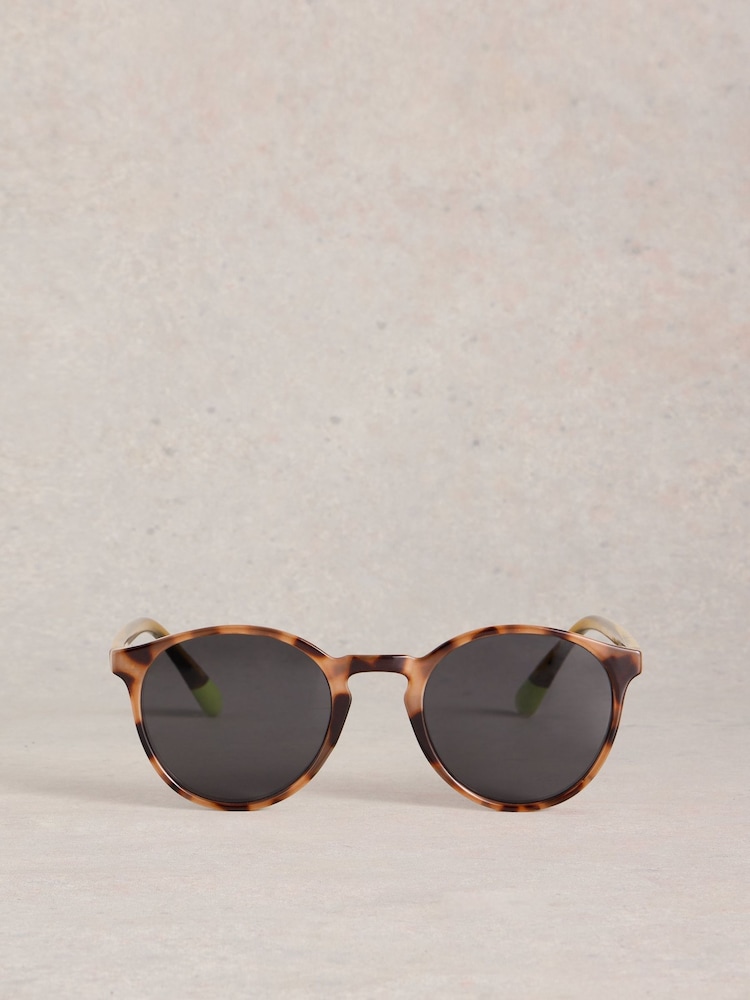 White Stuff Brown Preppy Round Sunglasses - Image 1 of 4