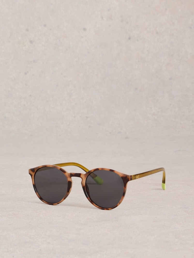 White Stuff Brown Preppy Round Sunglasses - Image 2 of 4