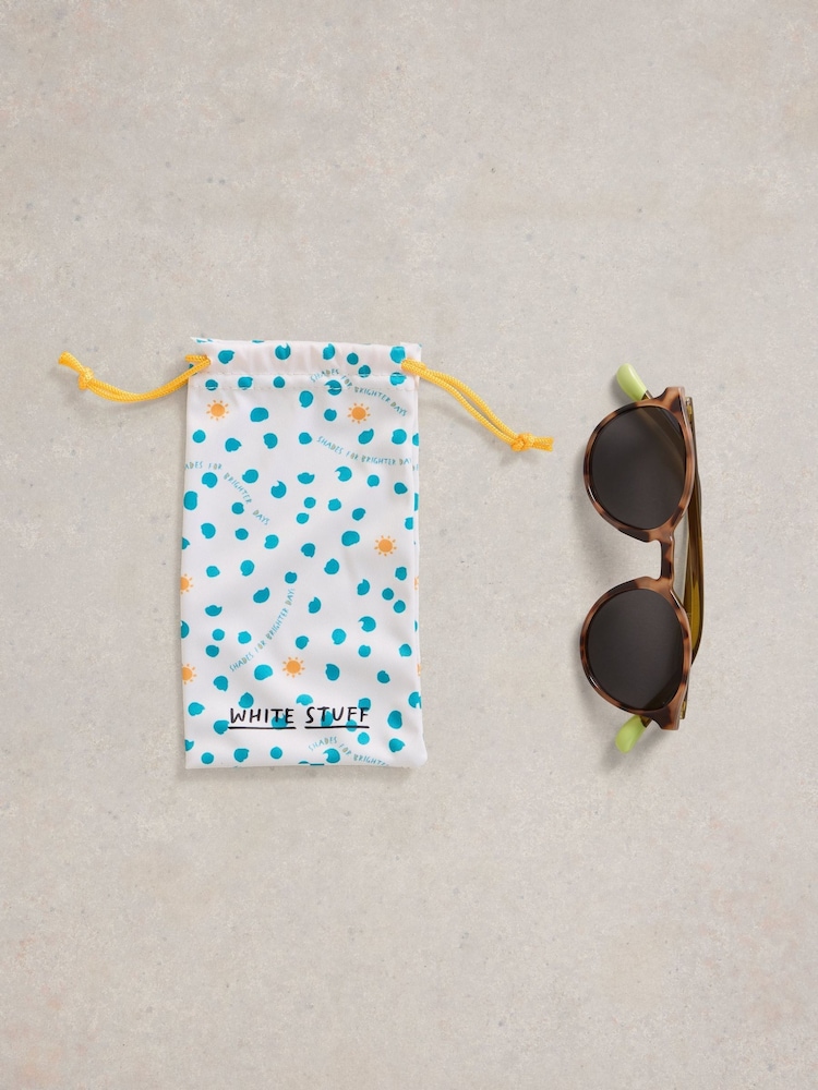White Stuff Brown Preppy Round Sunglasses - Image 4 of 4