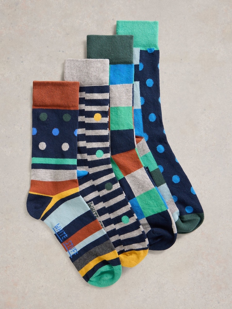 White Stuff Grey 100% Cotton Hotch Potch Ankle Socks 4 Pack - Image 1 of 4 White Stuff Grey 100% Cotton Hotch Potch Ankle Socks 4 Pack - Image 1 of 4