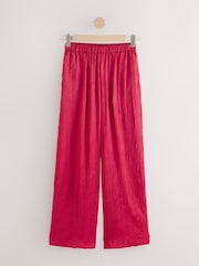 Cherry Red Crinkle Satin Wide Leg Trousers - Image 1 of 4