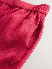 Cherry Red Crinkle Satin Wide Leg Trousers - Image 3 of 4