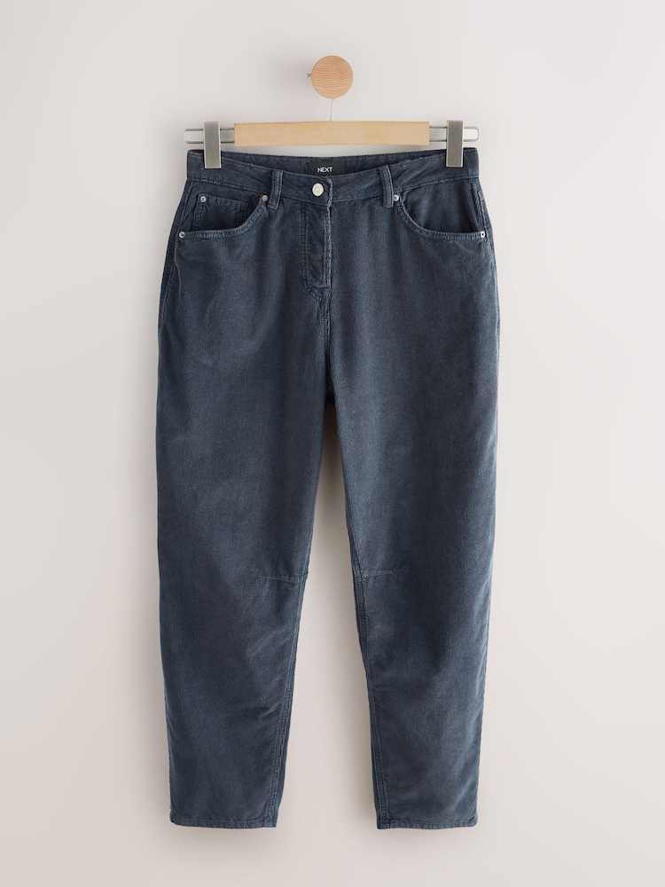 Denim Blue Cord Barrel Trousers - Image 1 of 3 Denim Blue Cord Barrel Trousers - Image 1 of 3