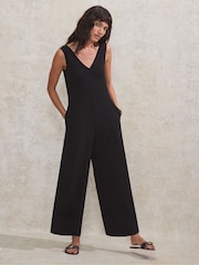 Ro&Zo Black Jersey V-Neck Jumpsuit - Image 1 of 4