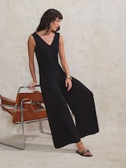Ro&Zo Black Jersey V-Neck Jumpsuit - Image 2 of 4