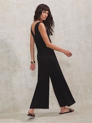 Ro&Zo Black Jersey V-Neck Jumpsuit - Image 3 of 4