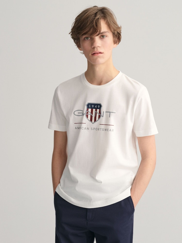 GANT White Archive Shield Teens T-Shirt - Image 1 of 5