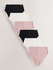 Black/Cream/Pink - Cotton Blend No VPL Knickers 7 Pack - Imagen 1 de 9