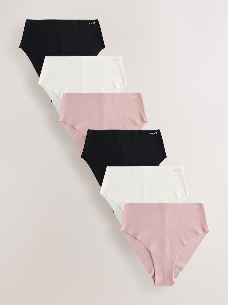 Black/Cream/Pink - Cotton Blend No VPL Knickers 7 Pack - Imagen 1 de 9