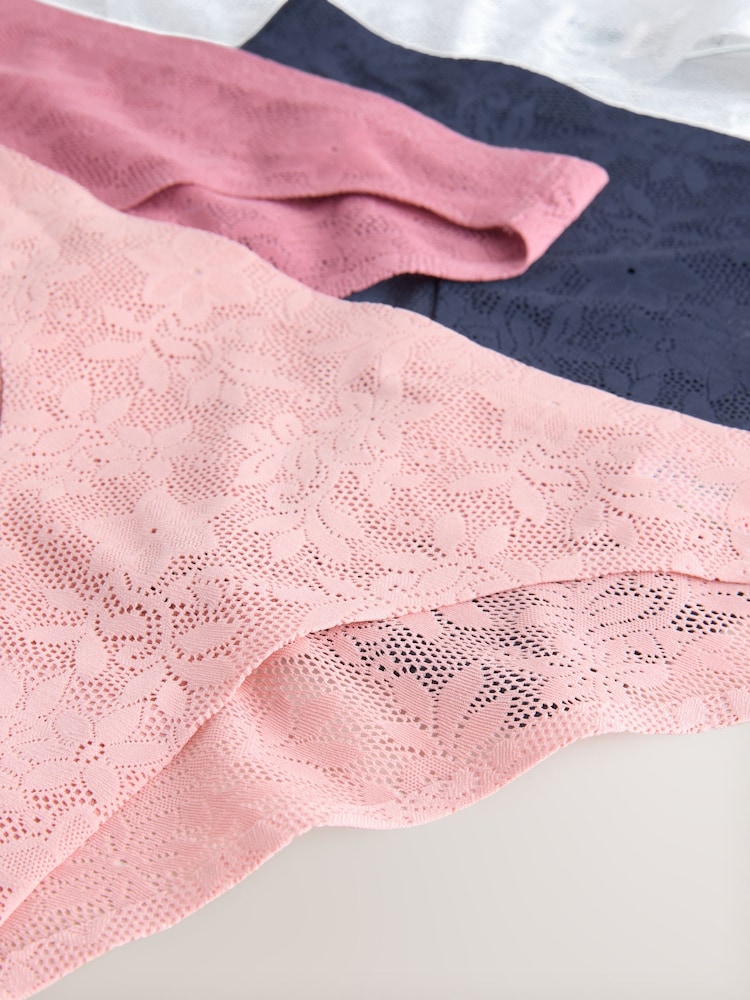 White/Pink/Praline Nude High Leg Comfort Bonded Lace Knickers 7 Pack - Image 13 of 13