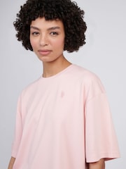 U.S. Polo Assn. Pink Womens 100% Cotton Tonal Double Horsemen Loose Crew Neck T-Shirt - Image 2 of 7
