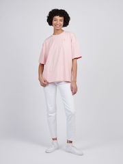 U.S. Polo Assn. Pink Womens 100% Cotton Tonal Double Horsemen Loose Crew Neck T-Shirt - Image 3 of 7