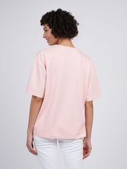 U.S. Polo Assn. Pink Womens 100% Cotton Tonal Double Horsemen Loose Crew Neck T-Shirt - Image 4 of 7