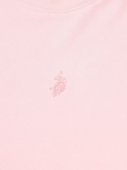 U.S. Polo Assn. Pink Womens 100% Cotton Tonal Double Horsemen Loose Crew Neck T-Shirt - Image 7 of 7