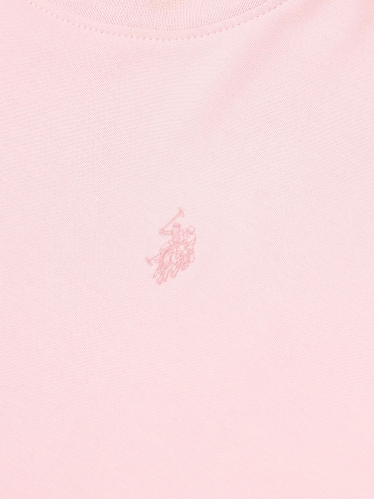 U.S. Polo Assn. Pink Womens 100% Cotton Tonal Double Horsemen Loose Crew Neck T-Shirt - Image 7 of 7