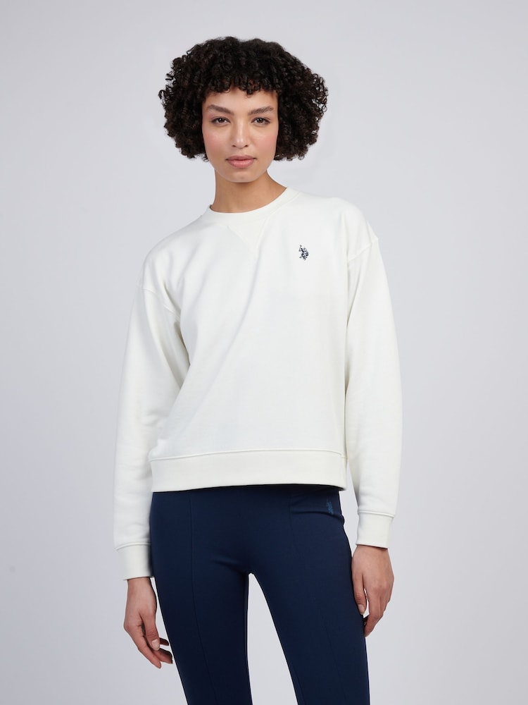 كريم - U.S. Polo Assn. Womens Double Horsemen Crew Sweatshirt - صورة 1 من 8