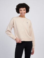 لون طبيعي - U.S. Polo Assn. Womens Double Horsemen Crew Sweatshirt - صورة 1 من 8