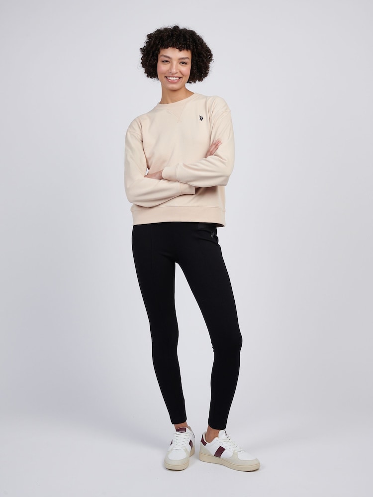 لون طبيعي - U.S. Polo Assn. Womens Double Horsemen Crew Sweatshirt - صورة 2 من 8