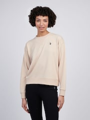 لون طبيعي - U.S. Polo Assn. Womens Double Horsemen Crew Sweatshirt - صورة 3 من 8