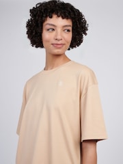 U.S. Polo Assn. Natural Womens 100% Cotton Tonal Double Horsemen Loose Crew Neck T-Shirt - Image 4 of 7