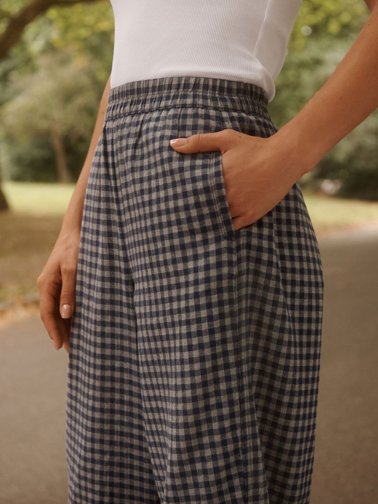 Navy Brushed Barrel Leg Trousers - Image 6 of 6 Navy Brushed Barrel Leg Trousers - Image 6 of 6