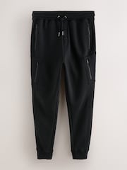 Negru - Slim Fit - Pantaloni de trening model cargo - Imaginea 6 din 6