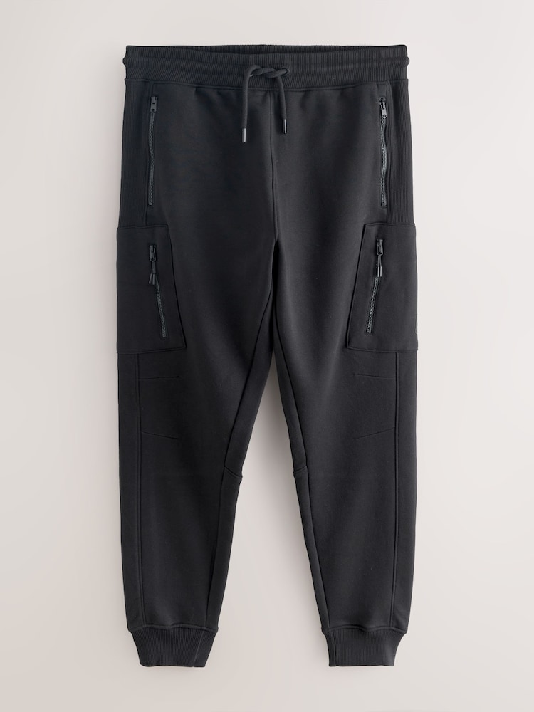 Black Slim Fit Utility Style Joggers - Image 1 of 3
