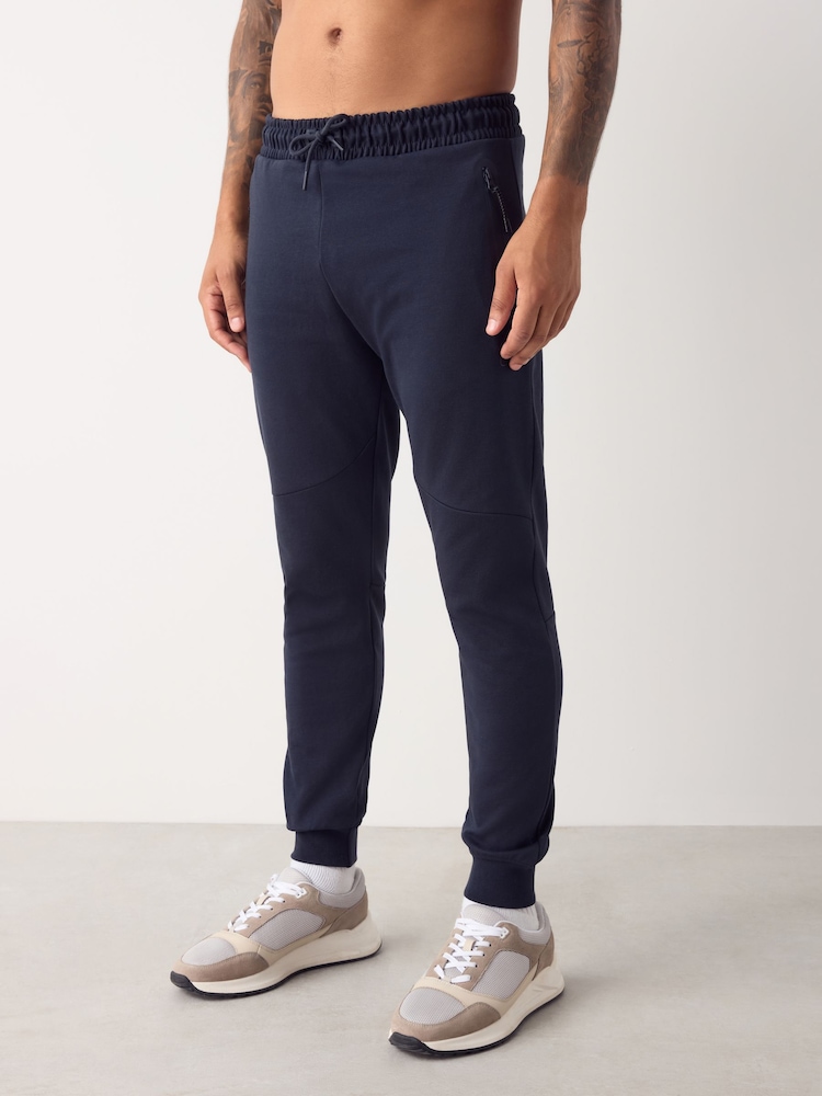Navy Blue Athleisure Cuffed Joggers - Image 1 of 5 Navy Blue Athleisure Cuffed Joggers - Image 1 of 5