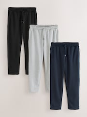 Black/Navy Blue/Grey Marl Cotton Rich Jersey Joggers 3 Pack - Image 1 of 9