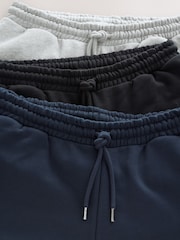 Black/Navy Blue/Grey Marl Cotton Rich Jersey Joggers 3 Pack - Image 8 of 9