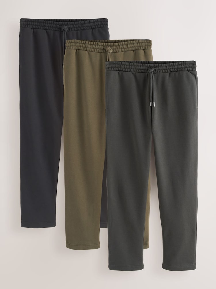 Navy Blue/Slate Grey/Khaki Green Cotton Rich Jersey Joggers 3 Pack - Image 1 of 7