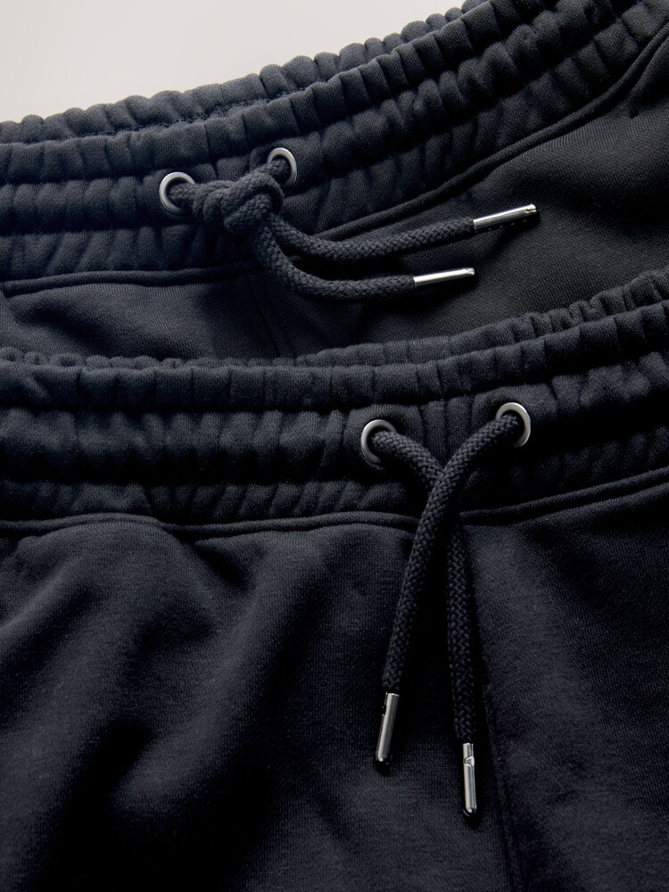 Black/Black Slim Fit Brushback Heavyweight Joggers 2 Pack - Image 9 of 9