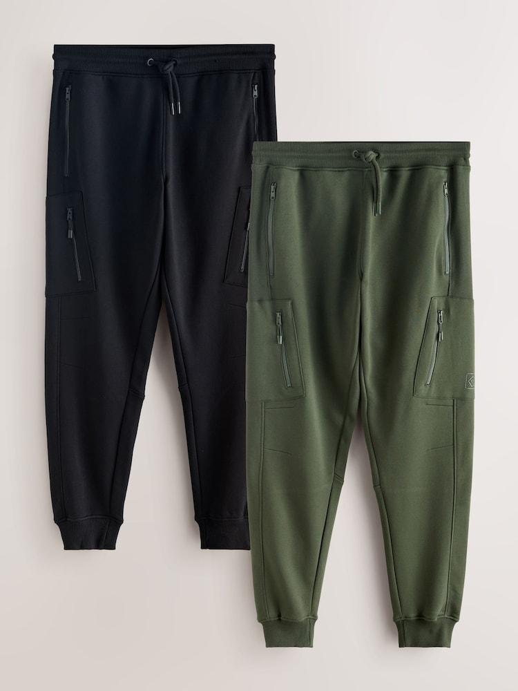 Black/Khaki Green Slim Fit Utility Style Joggers 2 Pack - Image 1 of 13 Black/Khaki Green Slim Fit Utility Style Joggers 2 Pack - Image 1 of 13