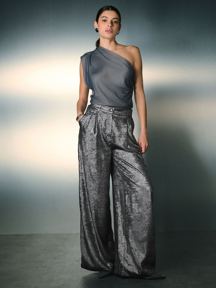 srebrna (barva); srebro - Metallic Super Wide Trousers - Slika 1 iz 8 srebrna (barva); srebro - Metallic Super Wide Trousers - Slika 1 iz 8