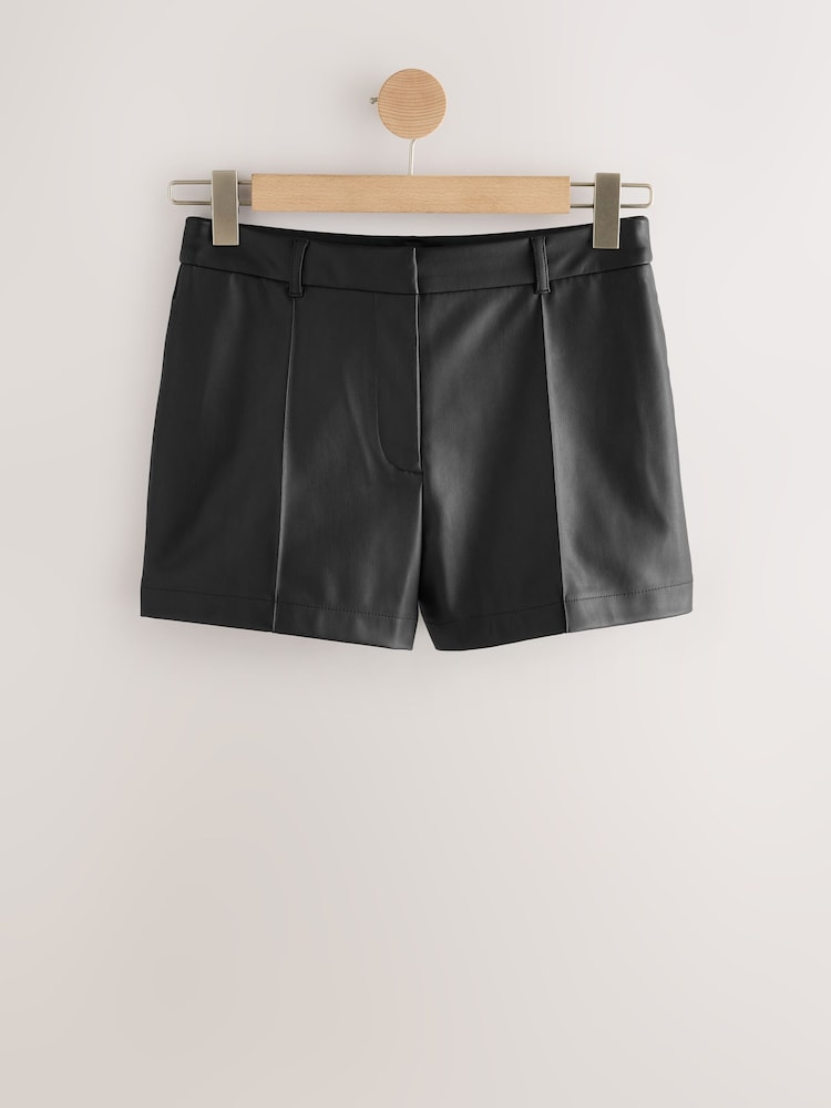 Black Faux Leather Mini Shorts - Image 1 of 3