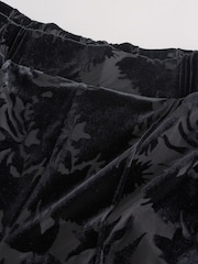 Black Velvet Floral Wide Leg Trousers - Image 6 of 8