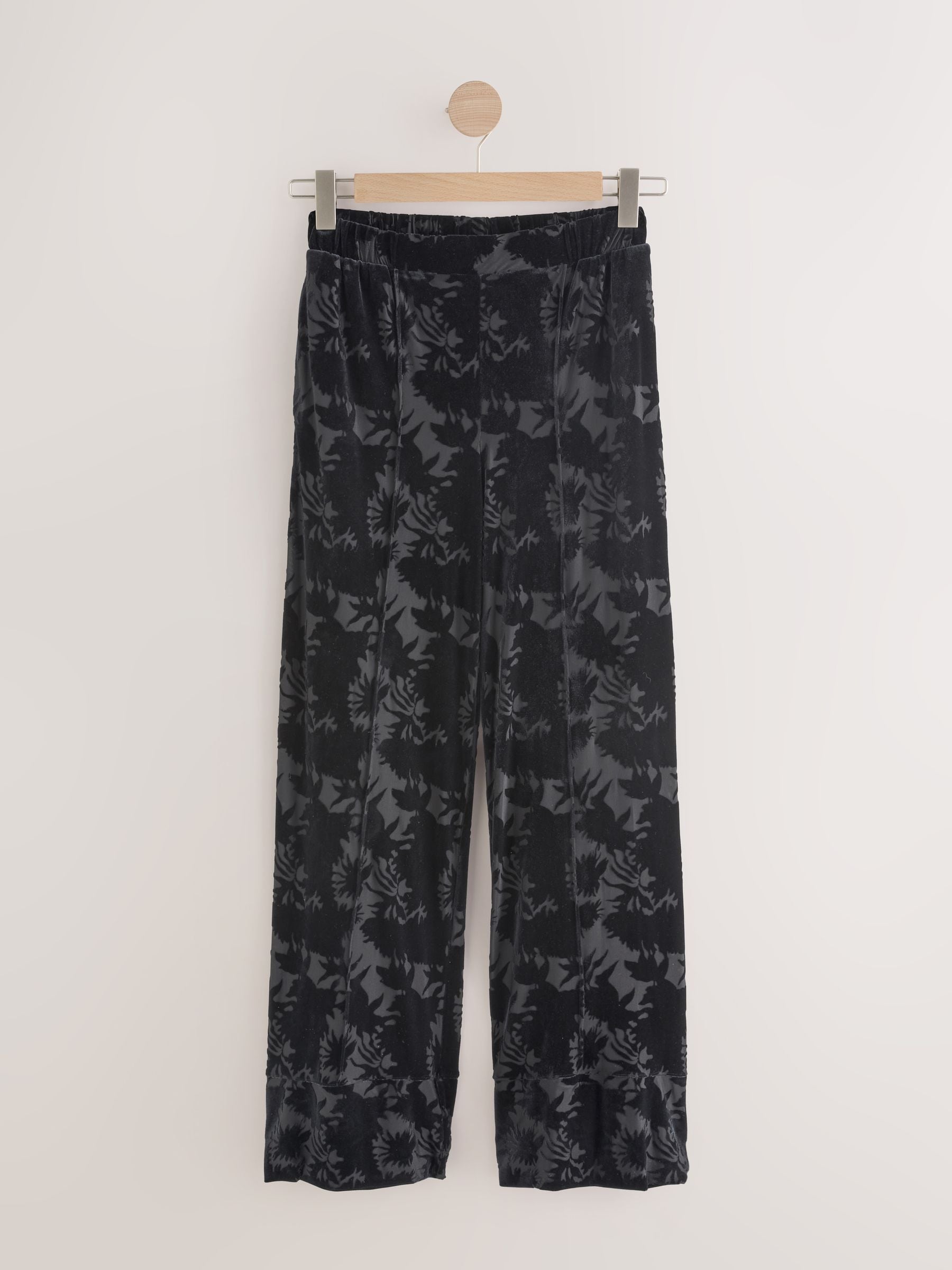 Buy Black Velvet Floral Wide Leg Trousers from Next USA