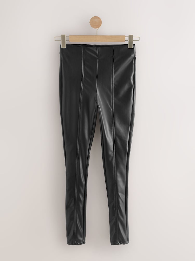 Preto - Leggings de couro sintético - Imagem 1 de 3
