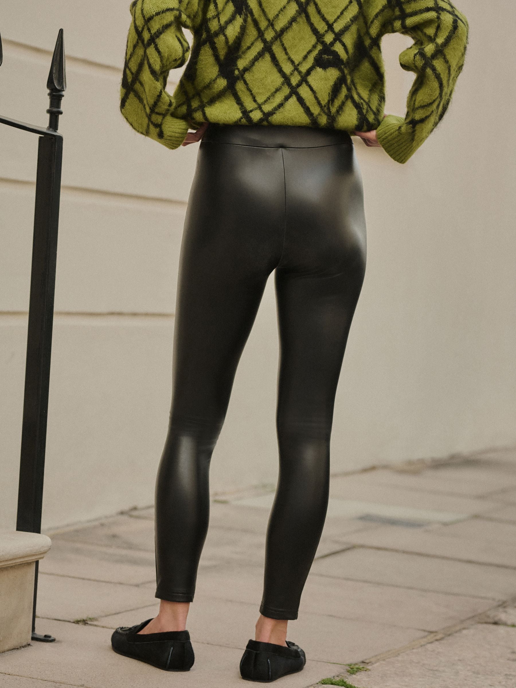 Buy Black Faux Leather Leggings from Next USA