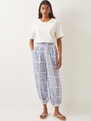 Monsoon Blue Cece Woodblock Print Harem Trousers - Image 1 of 6